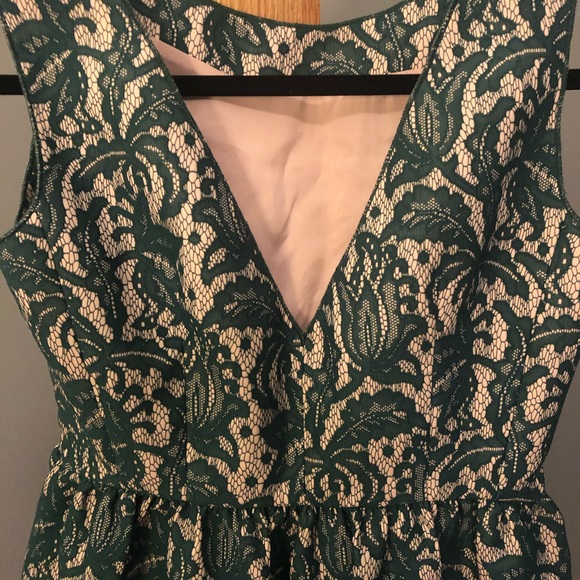 Zara Green Lace Brocade Dress Size L - Picture 4 of 6